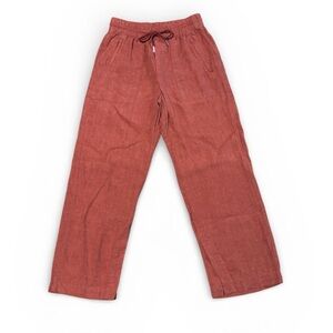 Athleta Retreat Linen High Rise Wide Leg Pants Red Sz 2